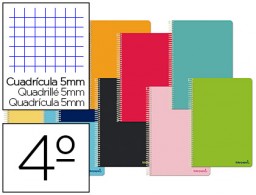 Cuaderno espiral Liderpapel Smart 4º tapa blanda 80h 60g c/5mm. colores surtidos